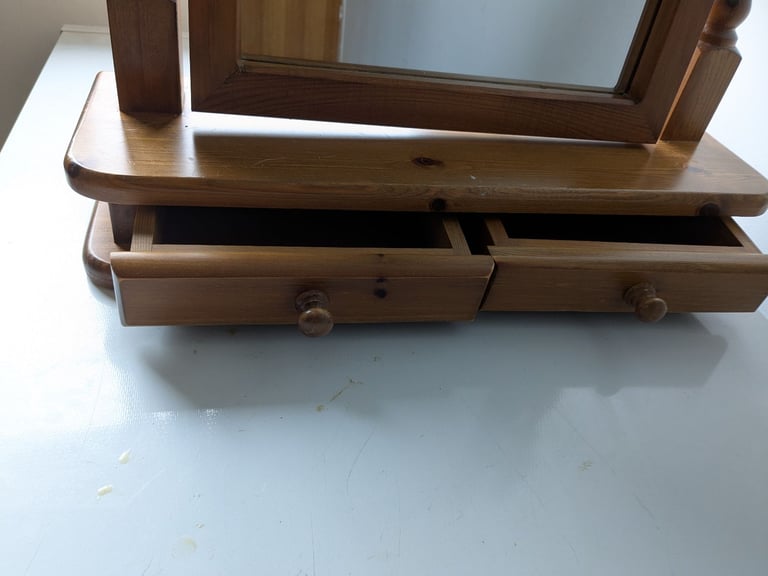 Wooden Dressing Table Mirror with Two Drawers