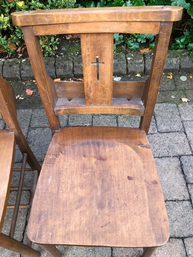 4 CHAPEL/ CHURCH CHAIRS WITH BOOK HOLDERS. More available. ALSO PEWS FOR SALE.