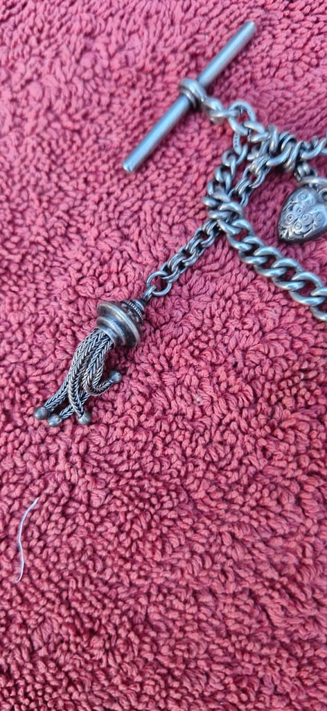 Silver albert chain fob and charms