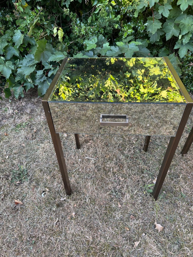 Bedside mirrored tables