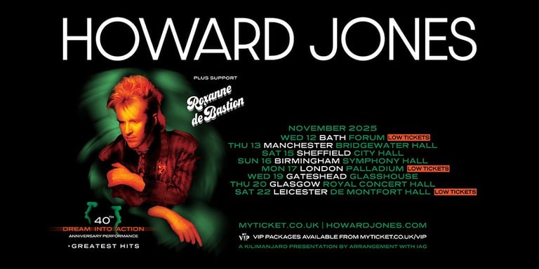 Howard Jones Stalls row H x 2 seats Glasgow 20th Nov 2025 40th Dream into Action £65 each