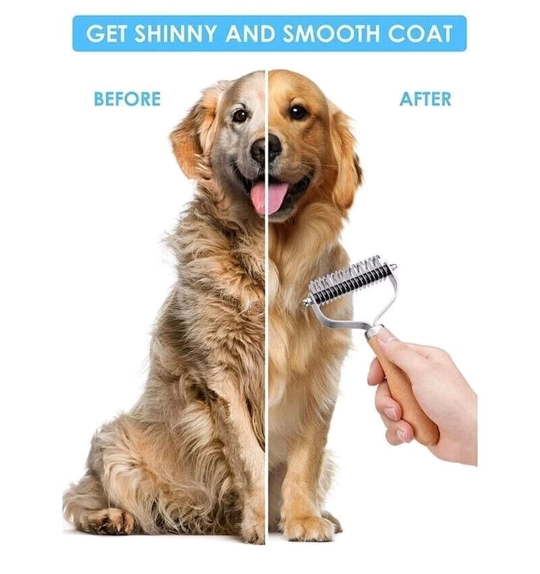 Cat Dog Pet Flea Comb and 2 Sided Undercoat Fur Rake Set - 2 Pack