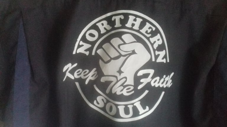 MENS BLACK MAKROM NORTHERN SOUL BOWLING SHIRT WITH THE NS FIST ON THE BACK SIZE XL