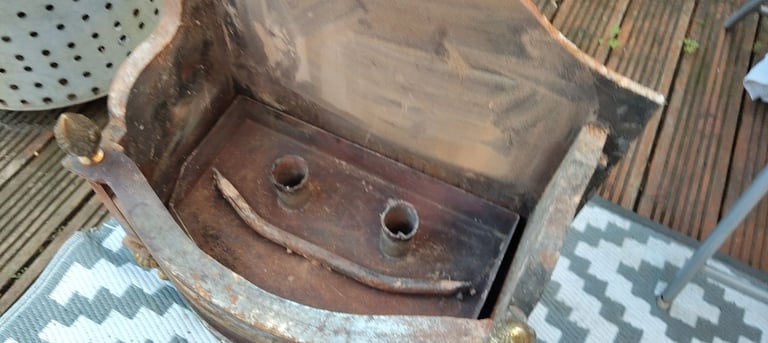 Antique brass and cast iron fire bucket