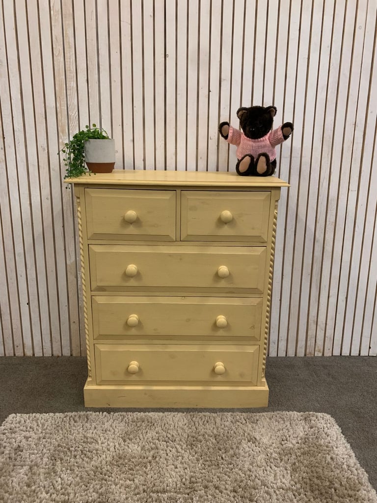  Chest of Drawers Large 2 over 3 Buttermilk Yellow Colour. Timeless Quality!
