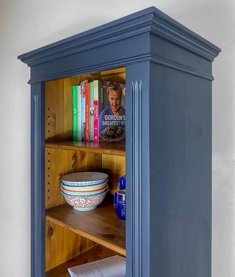 5.5ft Reclaimed solid pine kitchen dresser larder pantry linen cupboard tall slim with deep shelves