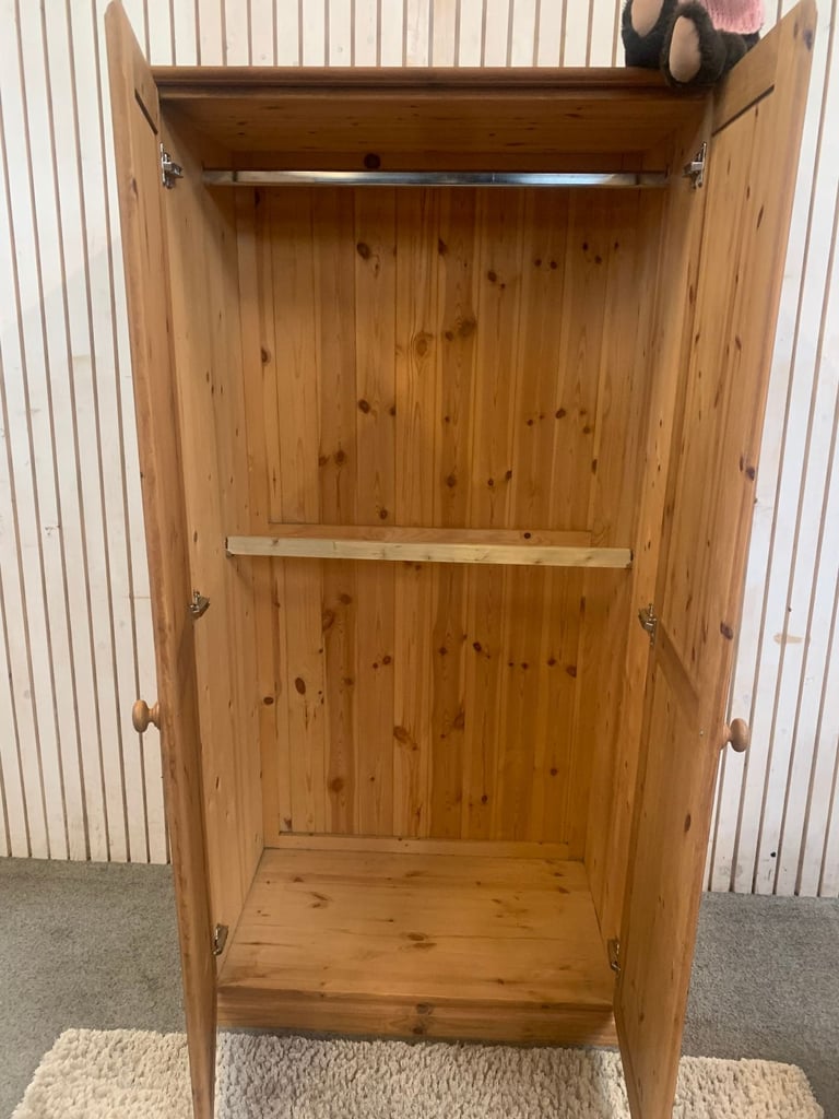 Vintage Double Wardrobe Double Hanging or Full Hanging Two doors and Two Hanging Rails. Solid Pine