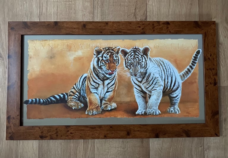 image for Tiger Cubs Landscape Photo Picture Framed Art *BRAND NEW*