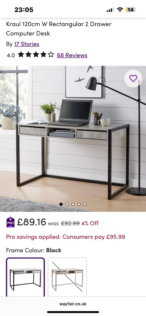 image for Grey Desk from Wayfair Brand New 