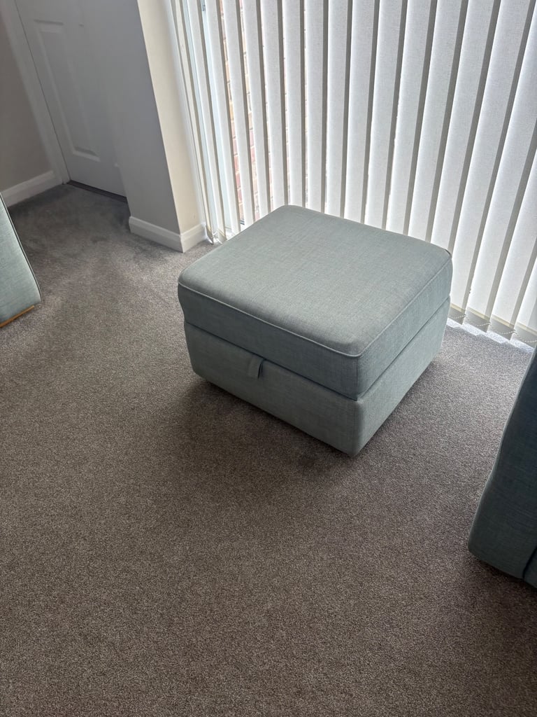 Pale blue lounge 3 piece suite + footstool | in Sutton, London | Gumtree