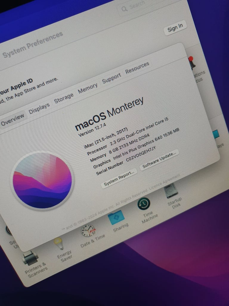Imac 2017 8gb 21.5 inch display with keyboard and mouse 