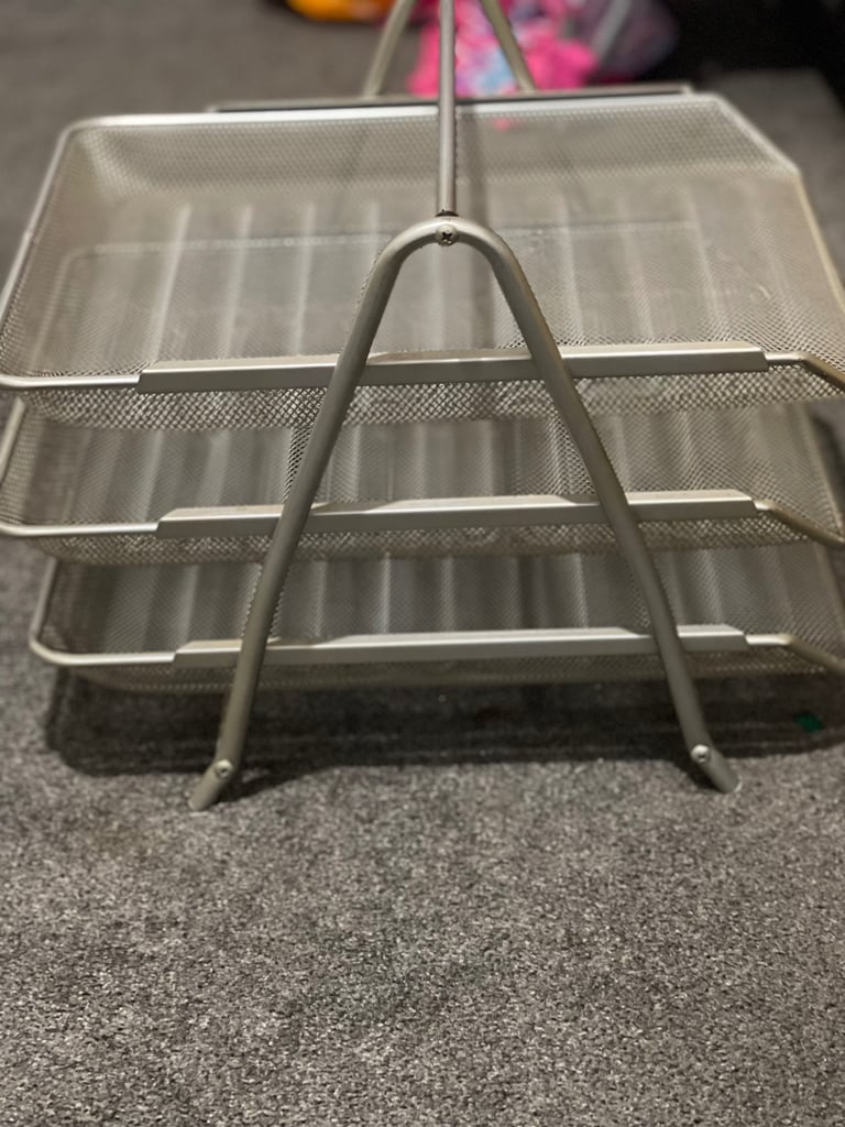 Letter Trays Paper Desk Filling Holder Storage Organiser Office Metal Mesh 3 Tier