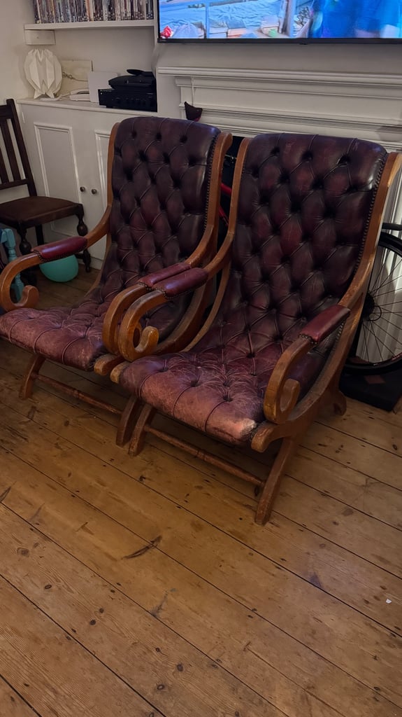 image for Chesterfield red leather slipper chair(s) £300 each