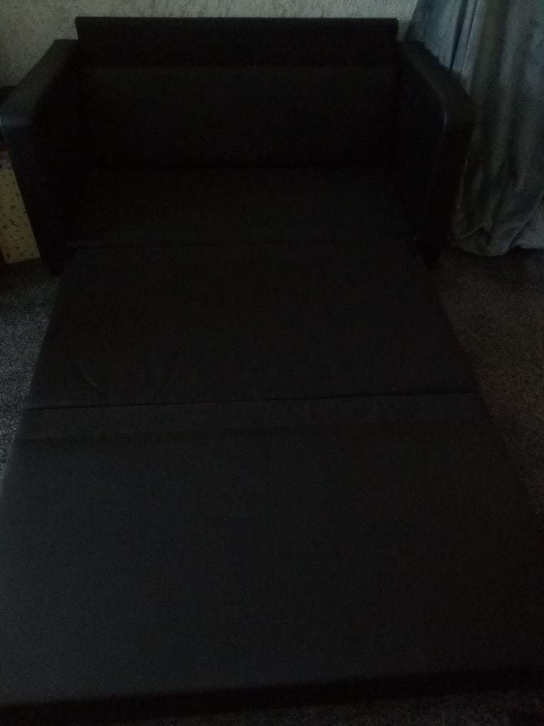 Faux Leather Sofa Bed - Black.  Cash Only. Collection Only.