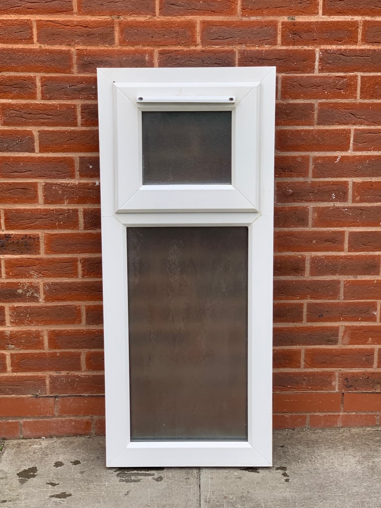 UPVC DOUBLE GLAZED BATHROOM WINDOW WITH TOP OPENER 48.5cm WIDE 113.5cm HIGH