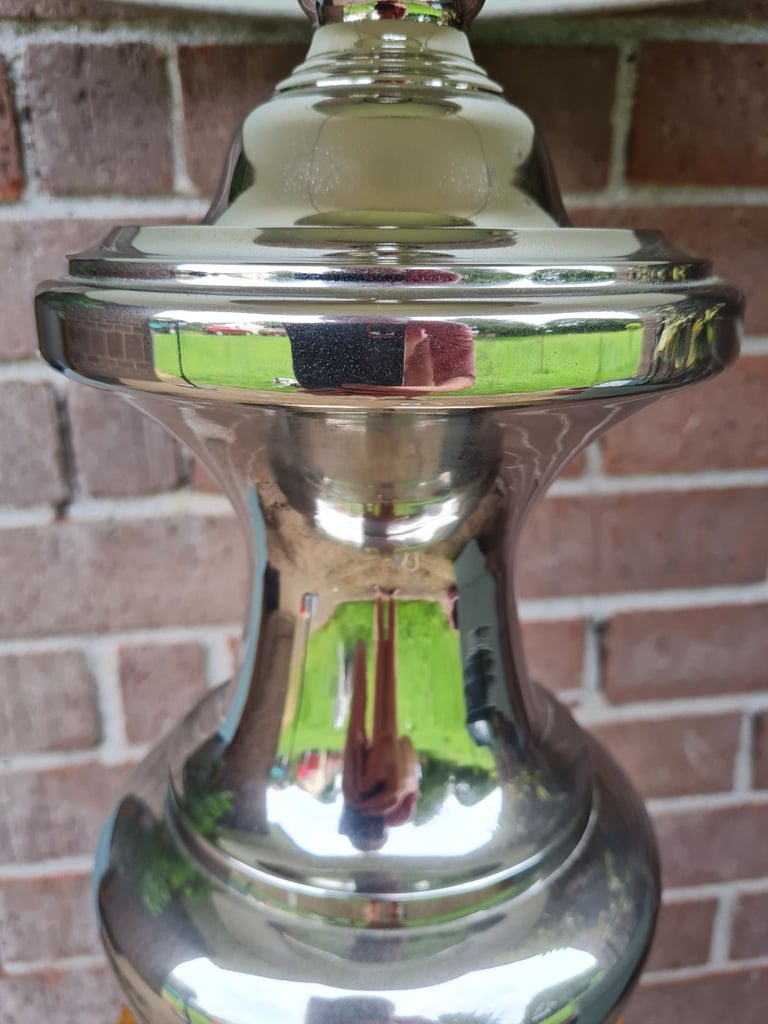 Large Silver & Grey Tall Table Lamp