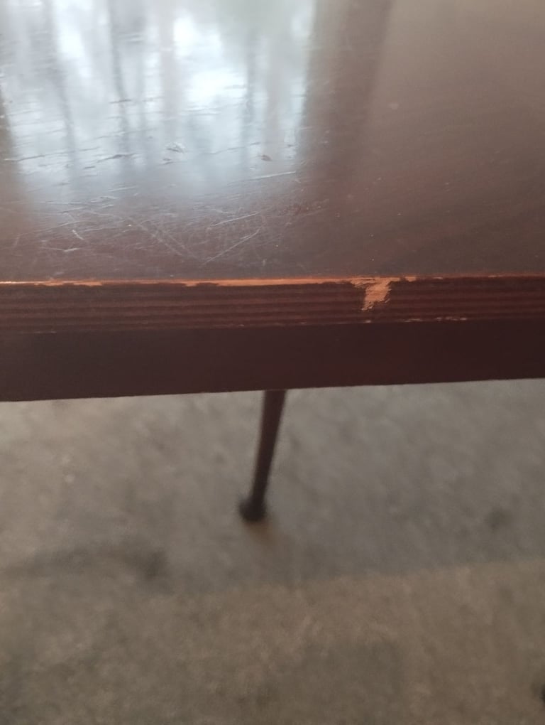Vintage Demi Lune Half Moon Table in Dark Solid Wood 