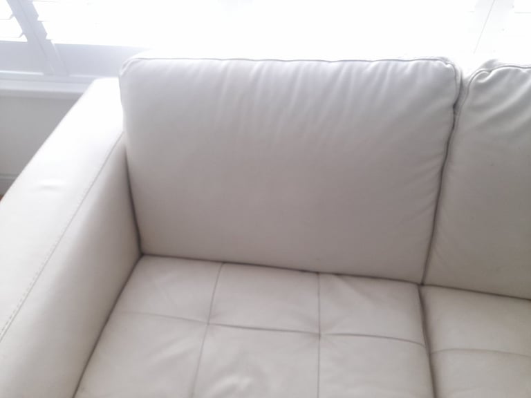 Cream leather sofa fair condition