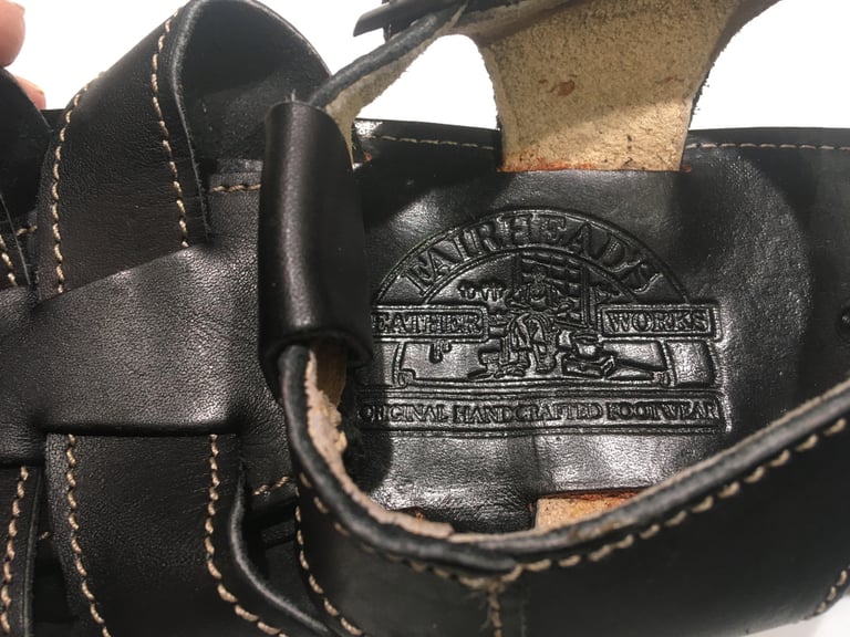 Fairheads Fisherman Sandals Black Leather - Unisex fit UK 7, EU 41 - Brand New, Unworn