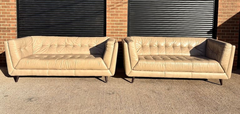 Stylish Beige Leather Sofas