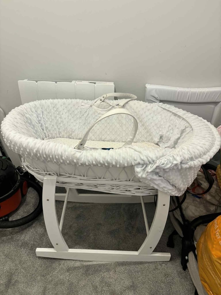 image for Baby white crib and. Baby bath never used