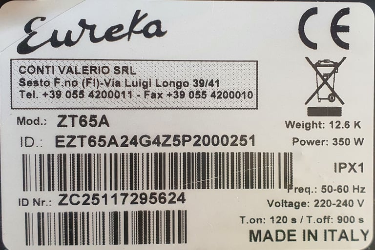 EUREKA ZT65A 350W Coffee Grinder Espresso