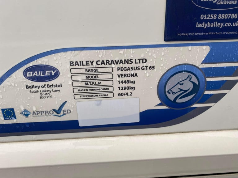 2015 Bailey Pegasus Verona GT65 4 Berth Fixed bed Caravan - B008