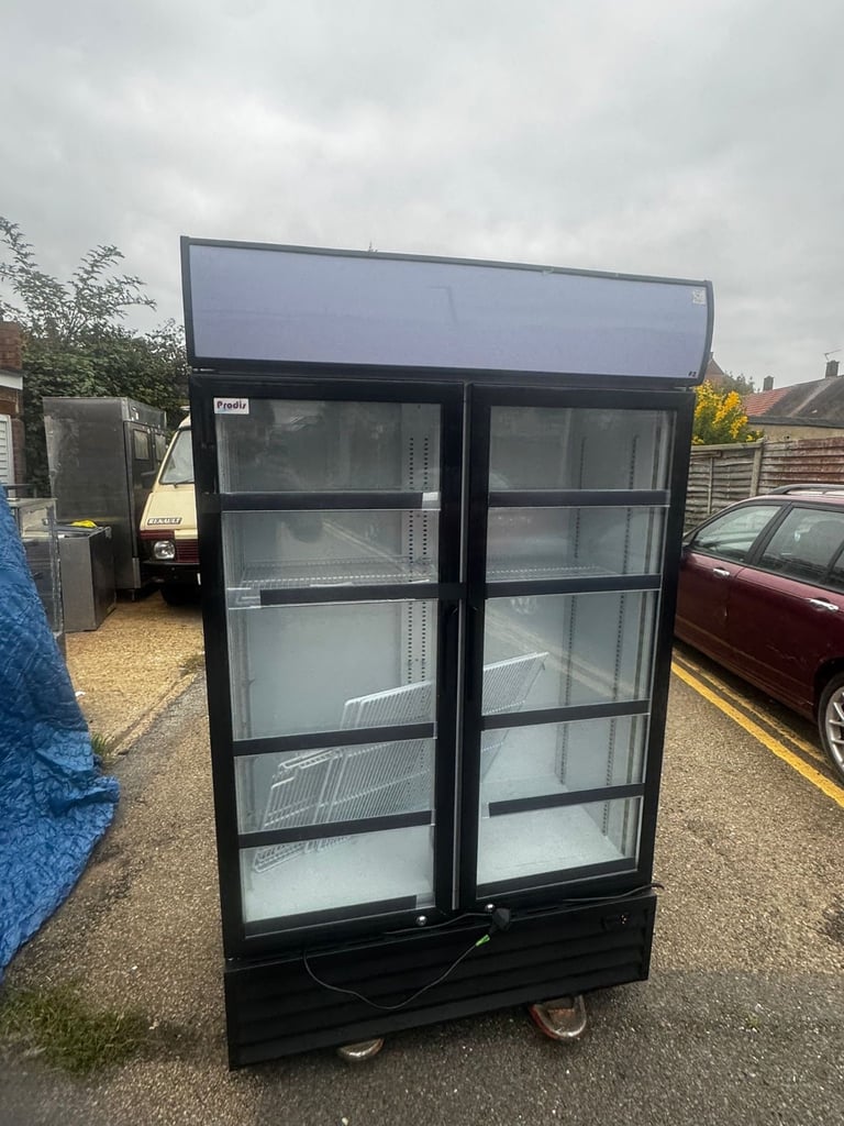 Commercial upright double display fridge or freezer cafe shop restaurant 
