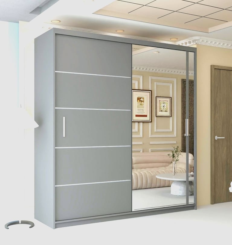 👍MEGA SALE👍 Brand New Chicago Milan 2 to 3 Doors Sliding Wardrobe with Full Mirrors Matte