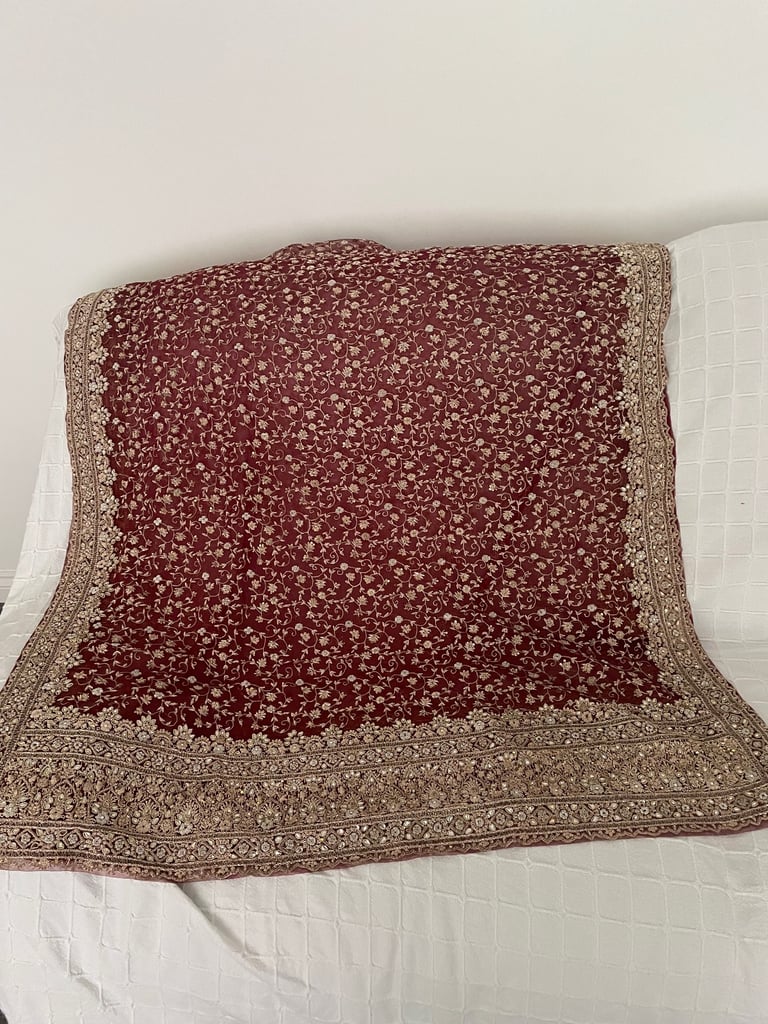 Burgundy wedding lengha