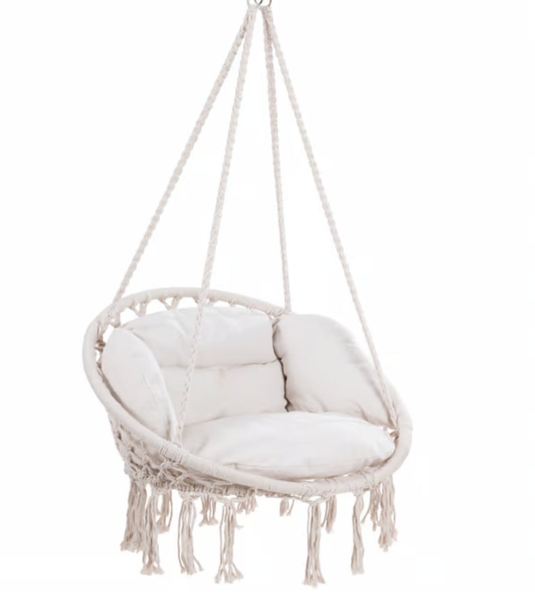 image for Boho Style Hanging Chair - Cream