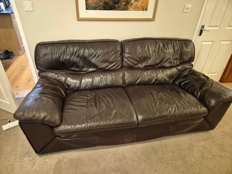 image for 3 Seater Italian Leather Sofa FREE