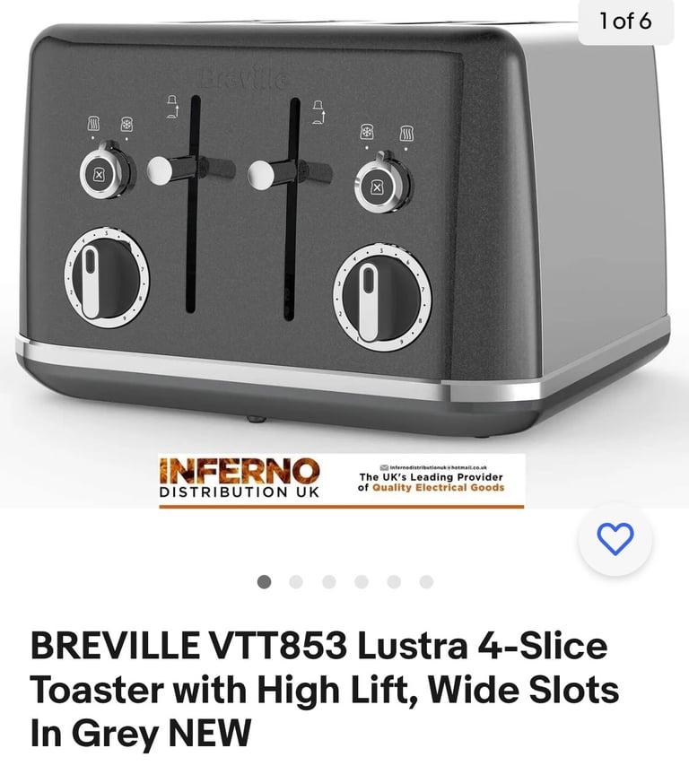  £25 NEW Breville Lustra 4-Slice Toaster, Storm Grey