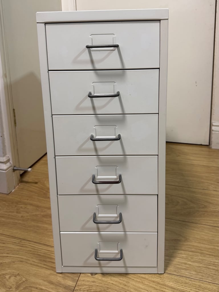 image for IKEA Helmer Metal 6 Drawer Home Office Filing Unit On Castors 28x69cm