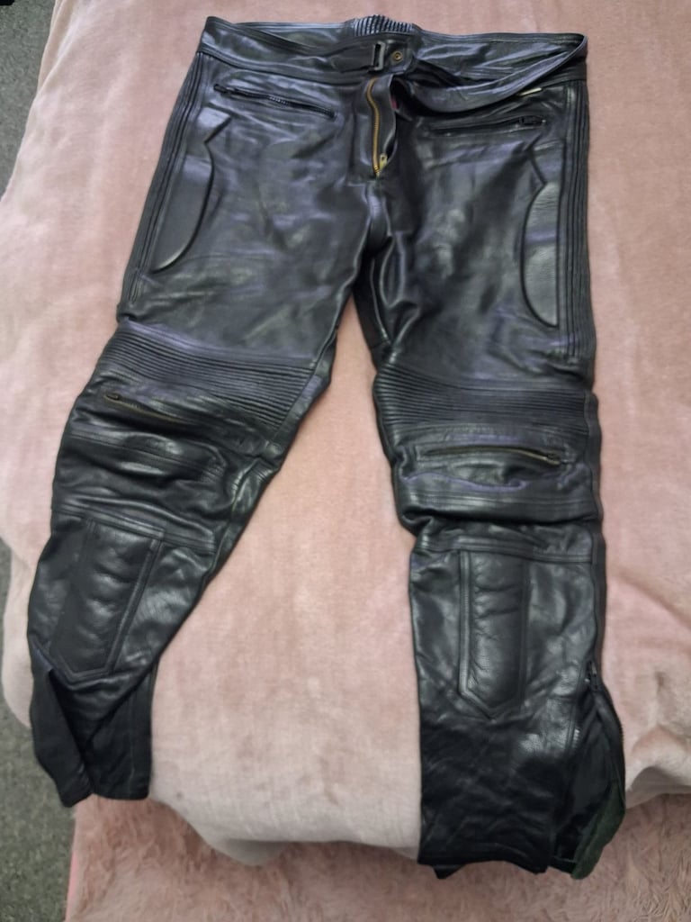 Men's leather motorcycle trousers 38