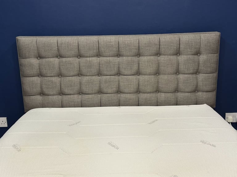 Grey Queen Size Bed With Tempur Memory Foam Mattress