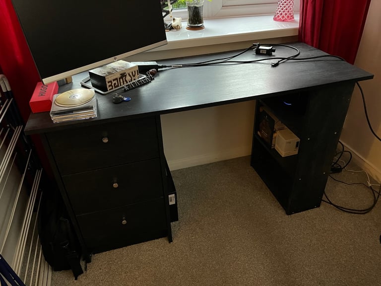 image for Argos Home Malibu 3 Drawer Office Desk - Black