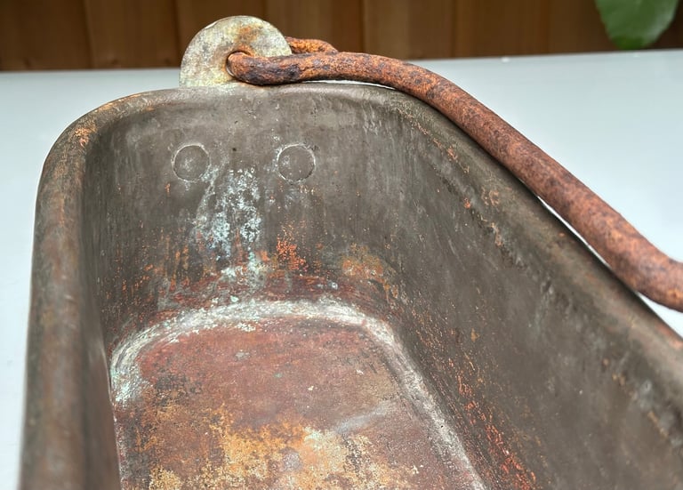 ANTIQUE FRENCH COPPER FISH KETTLE, PAN, JARDINIERE, PLANTER, 58cm long 4kg - 1900s - WILL POST!