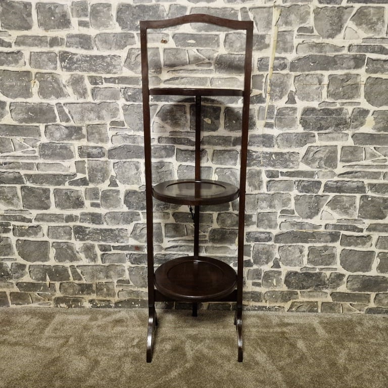 image for Antique Mahogany 3-Tier Folding Cake Stand