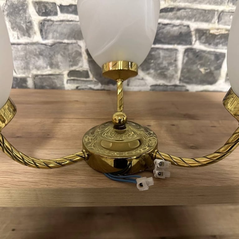 3-Light Brass & Frosted Glass Ceiling Light