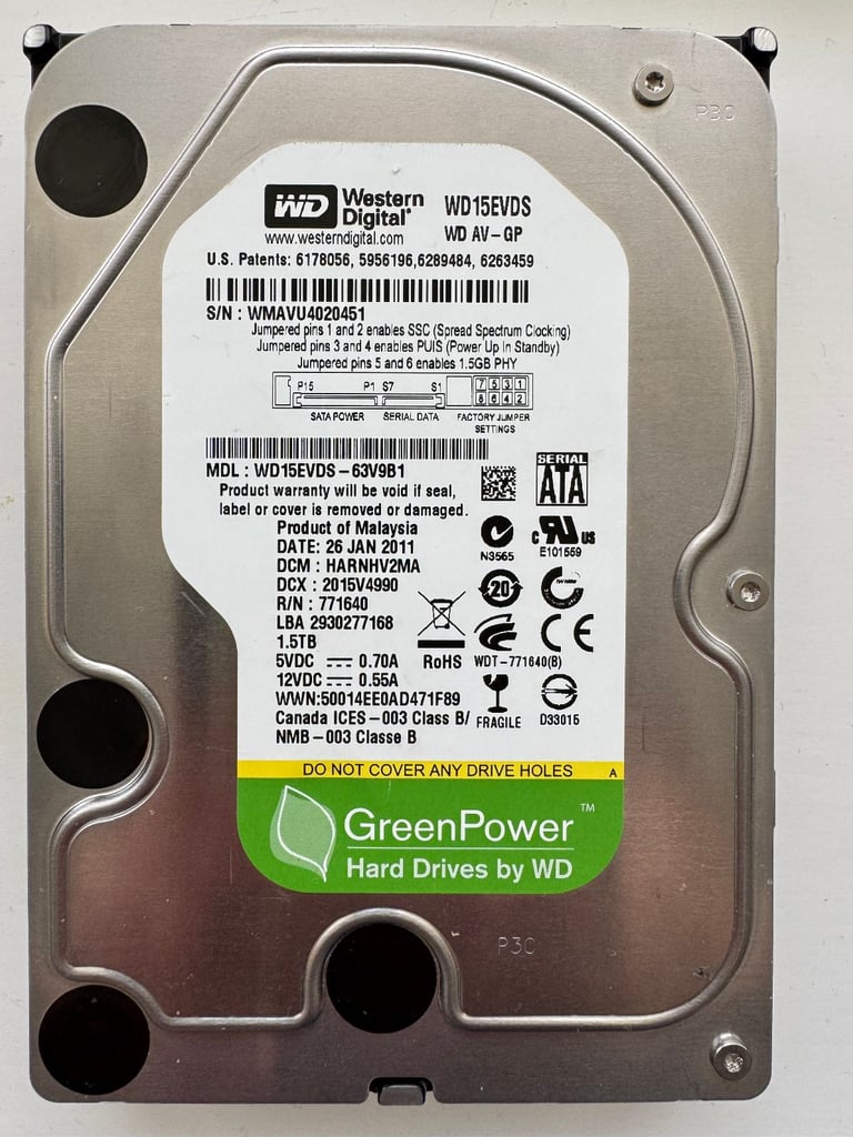 Western Digital 1.5TB & Seagate Pipeline 500GB + Case Protector