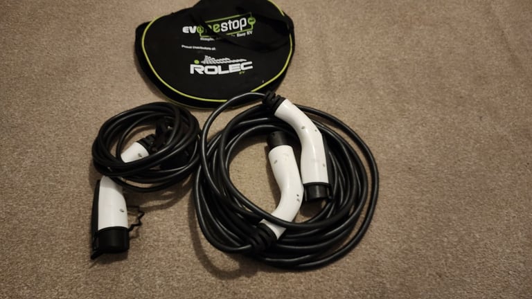 image for Type 1 to type 2 Rolec EV charging lead and extension.