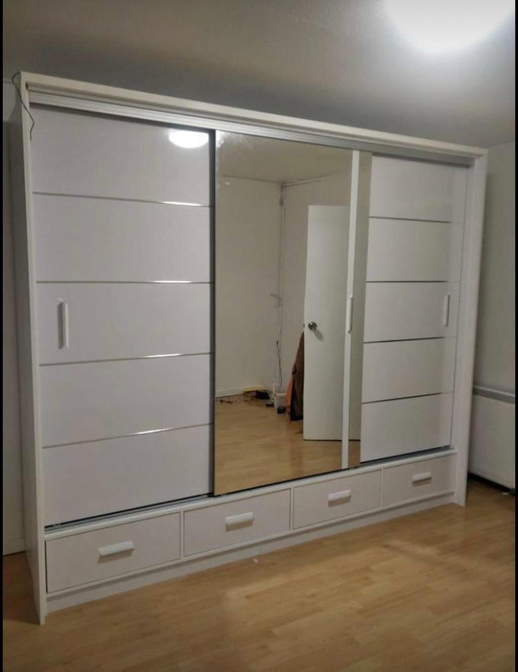 Stylish Sliding Wardrobe with Mirrors: Available in 2 or 3 Doors - Fast Delivery