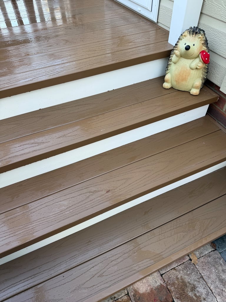 Verandah Composite decking, antique oak, great condition. All decking, rails, skirting.