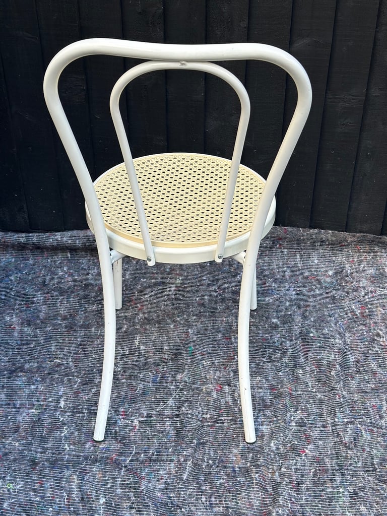 Metal Bistro Style Chair With Lattice Style Seat