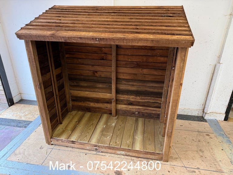 Log Store Garden Treated Timber Logs Storage Shelter Shed