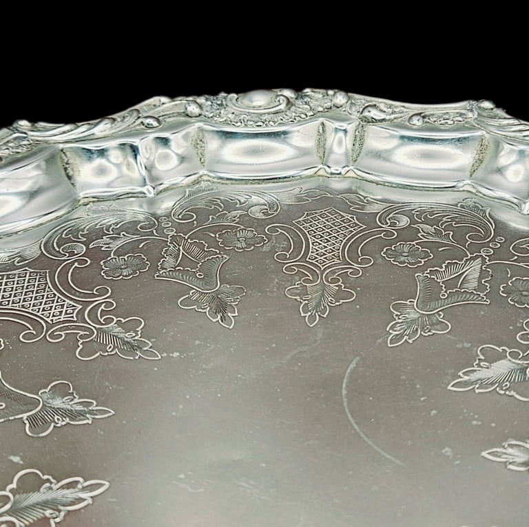 Vintage Footed Silver-Plated Salver/Serving Tray