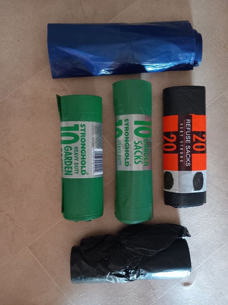 Bundle of new refuse sacks.  