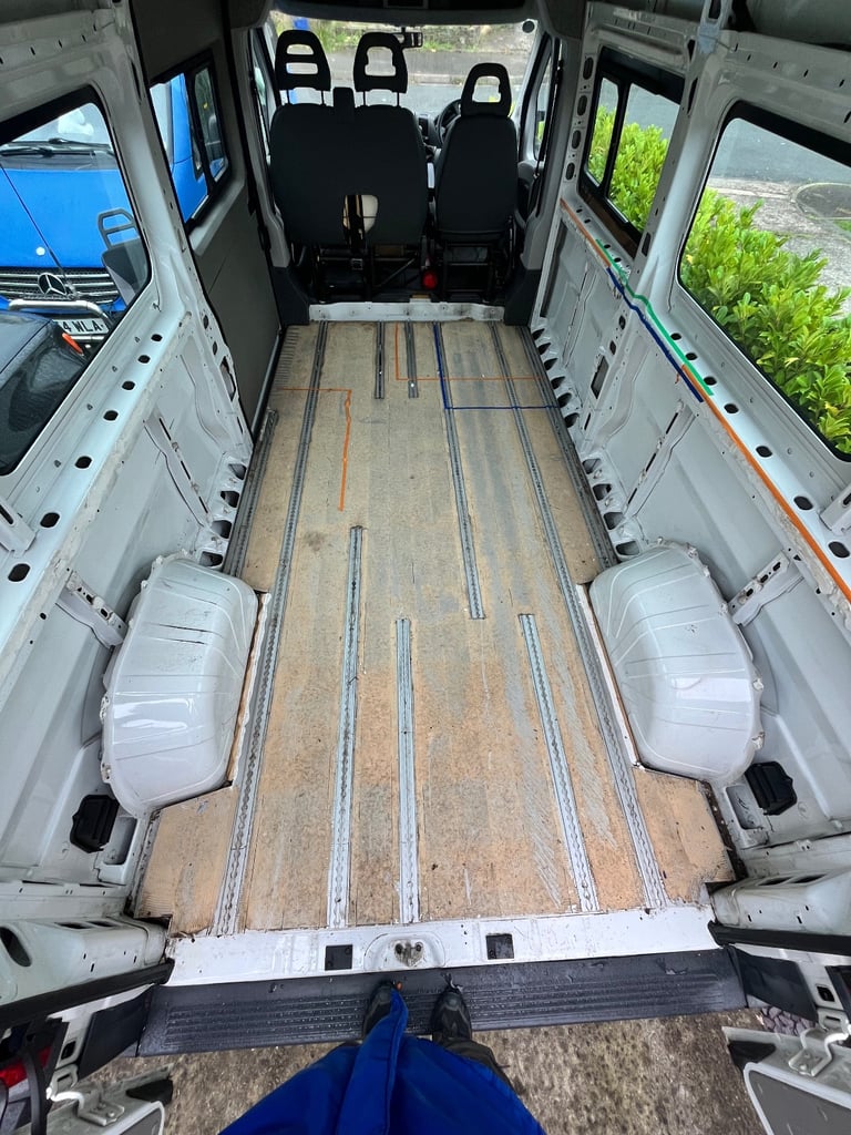 image for Mini bus floor tracking system for Peugeot Boxer minibus – aluminium seat rails Unwin