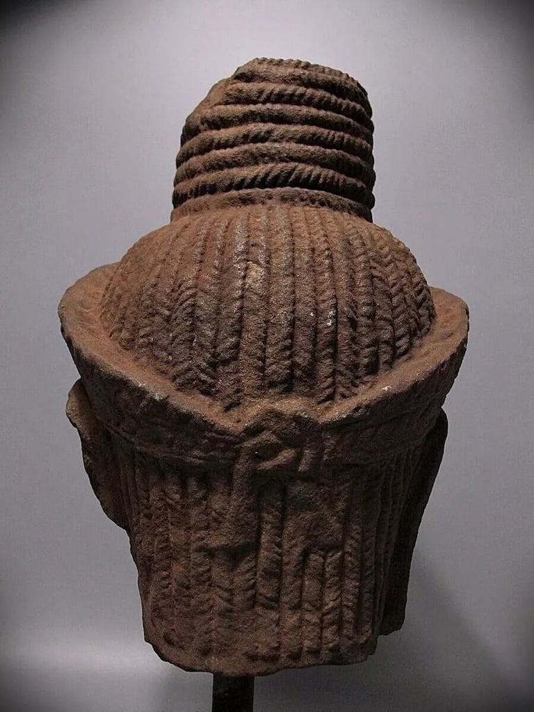 Antique Sculpture Khmer Sandstone Shiva Head Figure 'Bakheng Style'